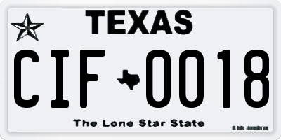 TX license plate CIF0018