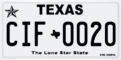 TX license plate CIF0020