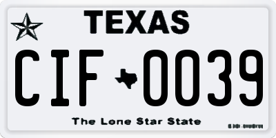 TX license plate CIF0039