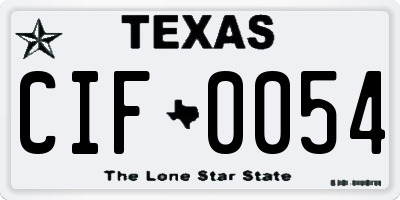 TX license plate CIF0054
