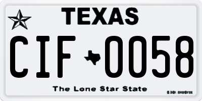 TX license plate CIF0058
