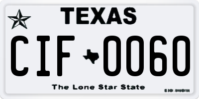 TX license plate CIF0060