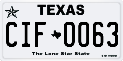 TX license plate CIF0063