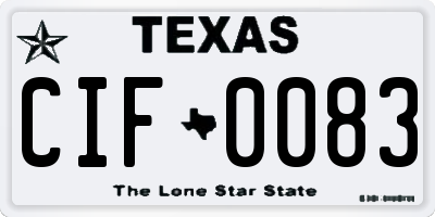 TX license plate CIF0083