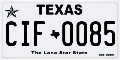 TX license plate CIF0085