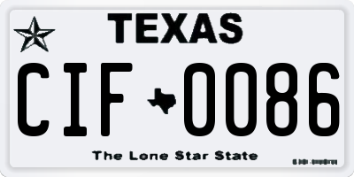 TX license plate CIF0086