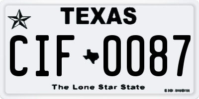 TX license plate CIF0087