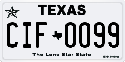 TX license plate CIF0099