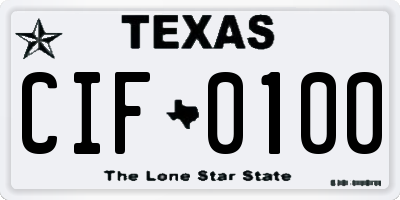TX license plate CIF0100