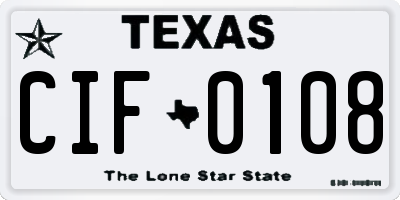 TX license plate CIF0108