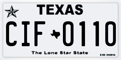 TX license plate CIF0110