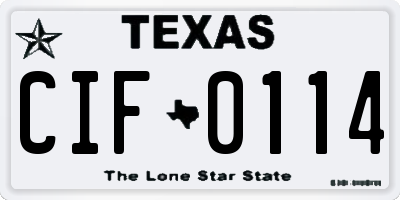 TX license plate CIF0114