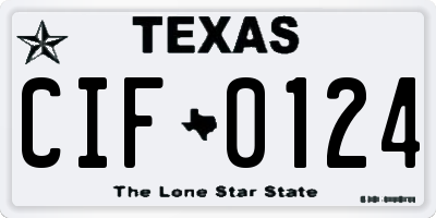 TX license plate CIF0124
