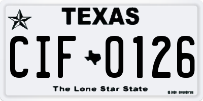 TX license plate CIF0126