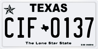 TX license plate CIF0137