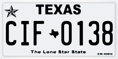 TX license plate CIF0138