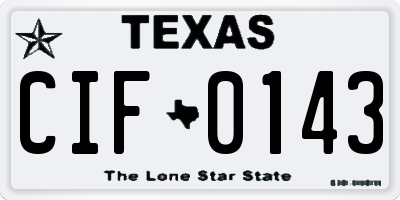 TX license plate CIF0143