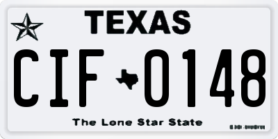 TX license plate CIF0148