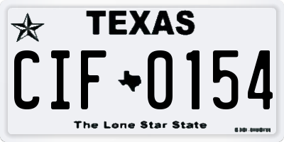 TX license plate CIF0154