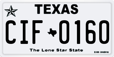 TX license plate CIF0160