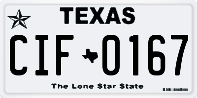 TX license plate CIF0167