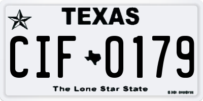 TX license plate CIF0179