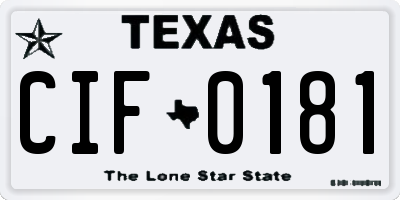 TX license plate CIF0181