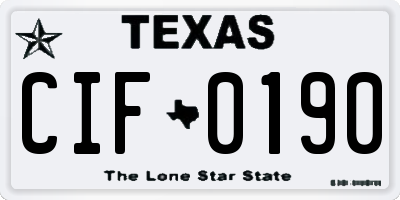 TX license plate CIF0190