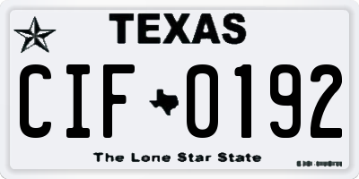 TX license plate CIF0192