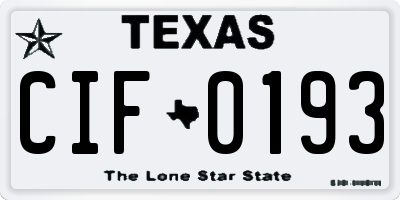 TX license plate CIF0193