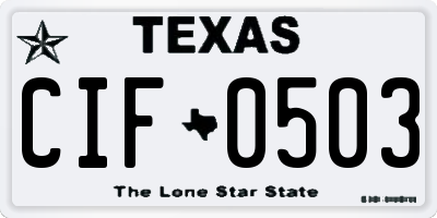 TX license plate CIF0503