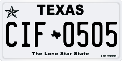 TX license plate CIF0505