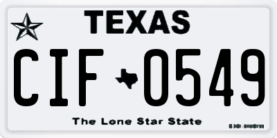 TX license plate CIF0549