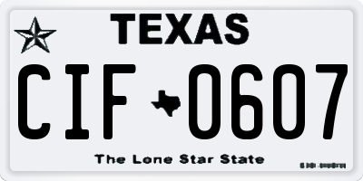 TX license plate CIF0607