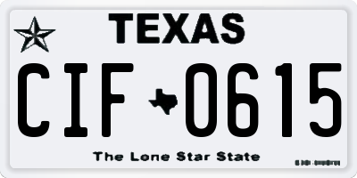 TX license plate CIF0615