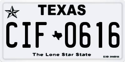 TX license plate CIF0616