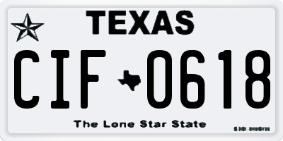 TX license plate CIF0618