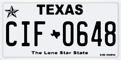 TX license plate CIF0648