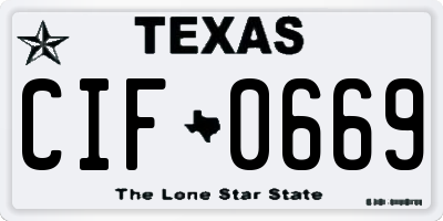 TX license plate CIF0669