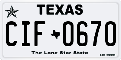 TX license plate CIF0670