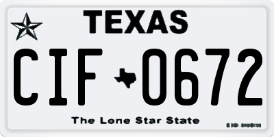 TX license plate CIF0672