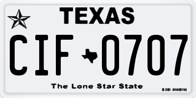 TX license plate CIF0707