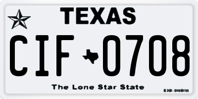 TX license plate CIF0708
