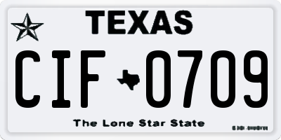 TX license plate CIF0709