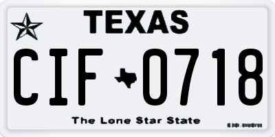 TX license plate CIF0718