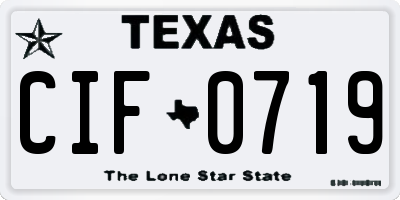 TX license plate CIF0719