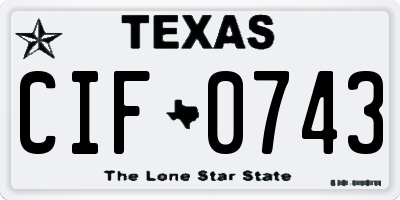 TX license plate CIF0743