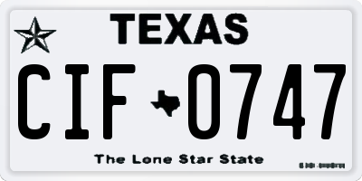 TX license plate CIF0747
