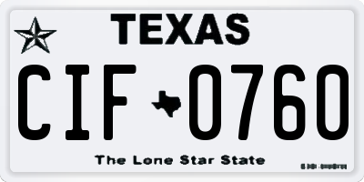 TX license plate CIF0760