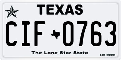 TX license plate CIF0763
